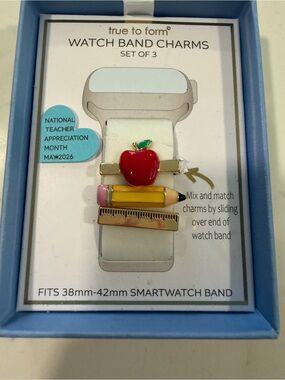 true to form Red Apple & Yellow Pencil Watch Band Charms Set of 3